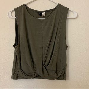 Green H&M front twist crop top